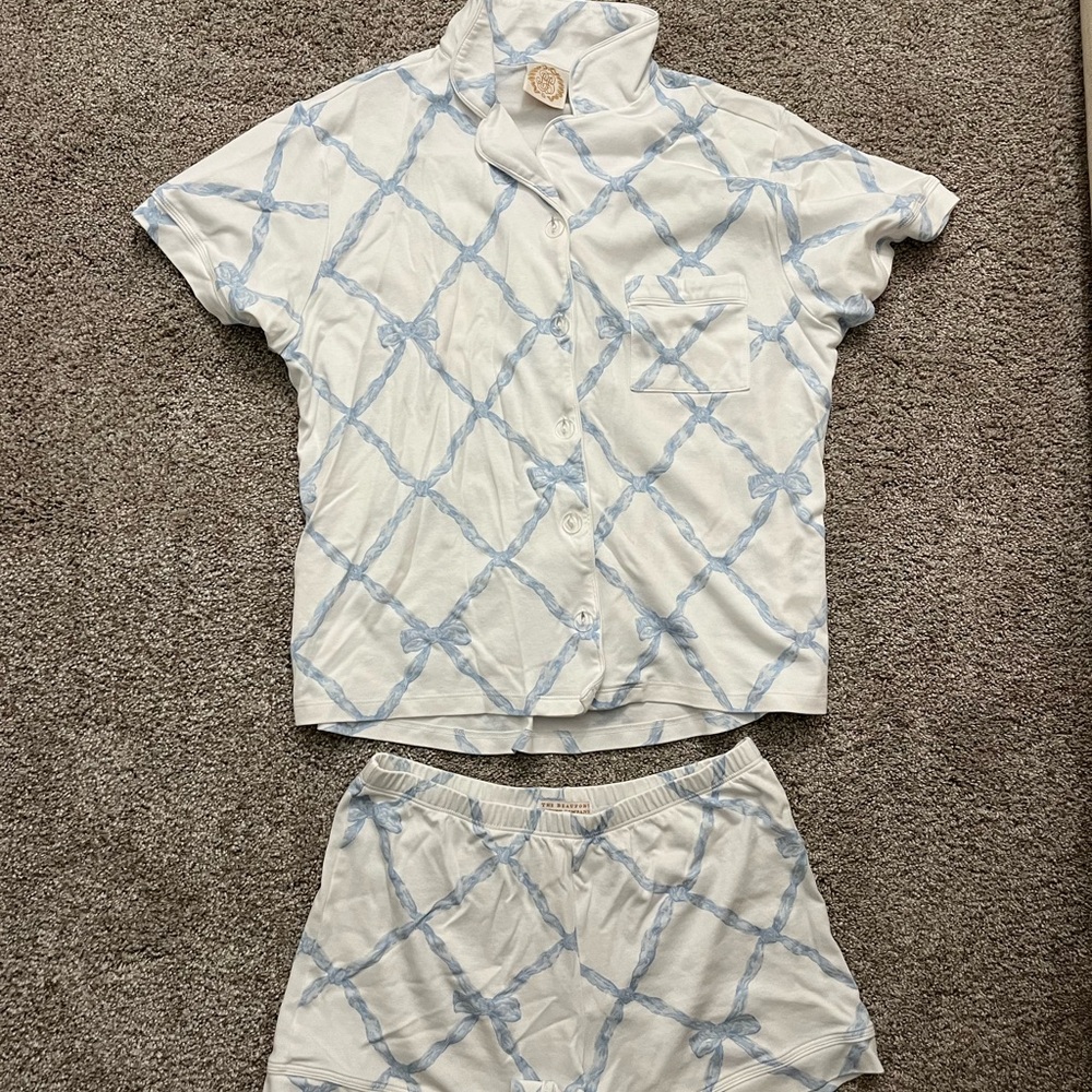 Chic Blue and White Pajama Set